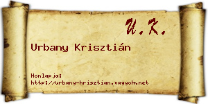 Urbany Krisztián névjegykártya